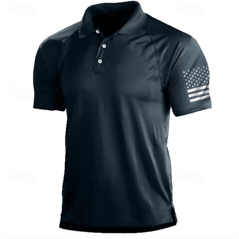Golf Equipment Discount - 3D พิมพ์ USA Flag รูปแบบเสื้อโปโลผู้ชาย Vintage